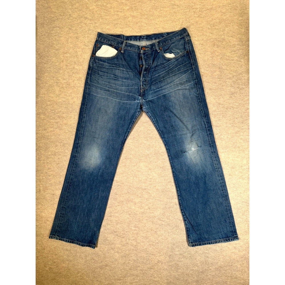 Levis 501 Original Jeans Mens 38x30 Blue Denim Cotton Medium Wash Straight Leg